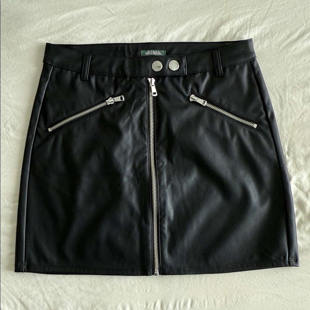 Wild Fable Black Mini Skirt with Zipper Accents
